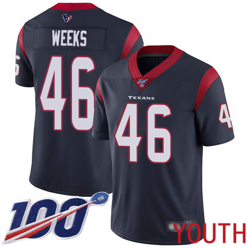 Houston Texans Limited Navy Blue Youth Jon Weeks Home Jersey NFL Football #46 100th Season Vapor Untouchable